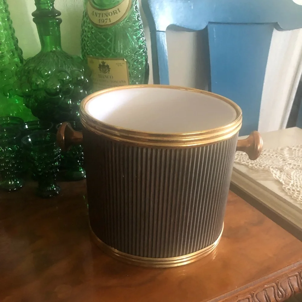 Vintage Brass & Silver Metal Ice Bucket